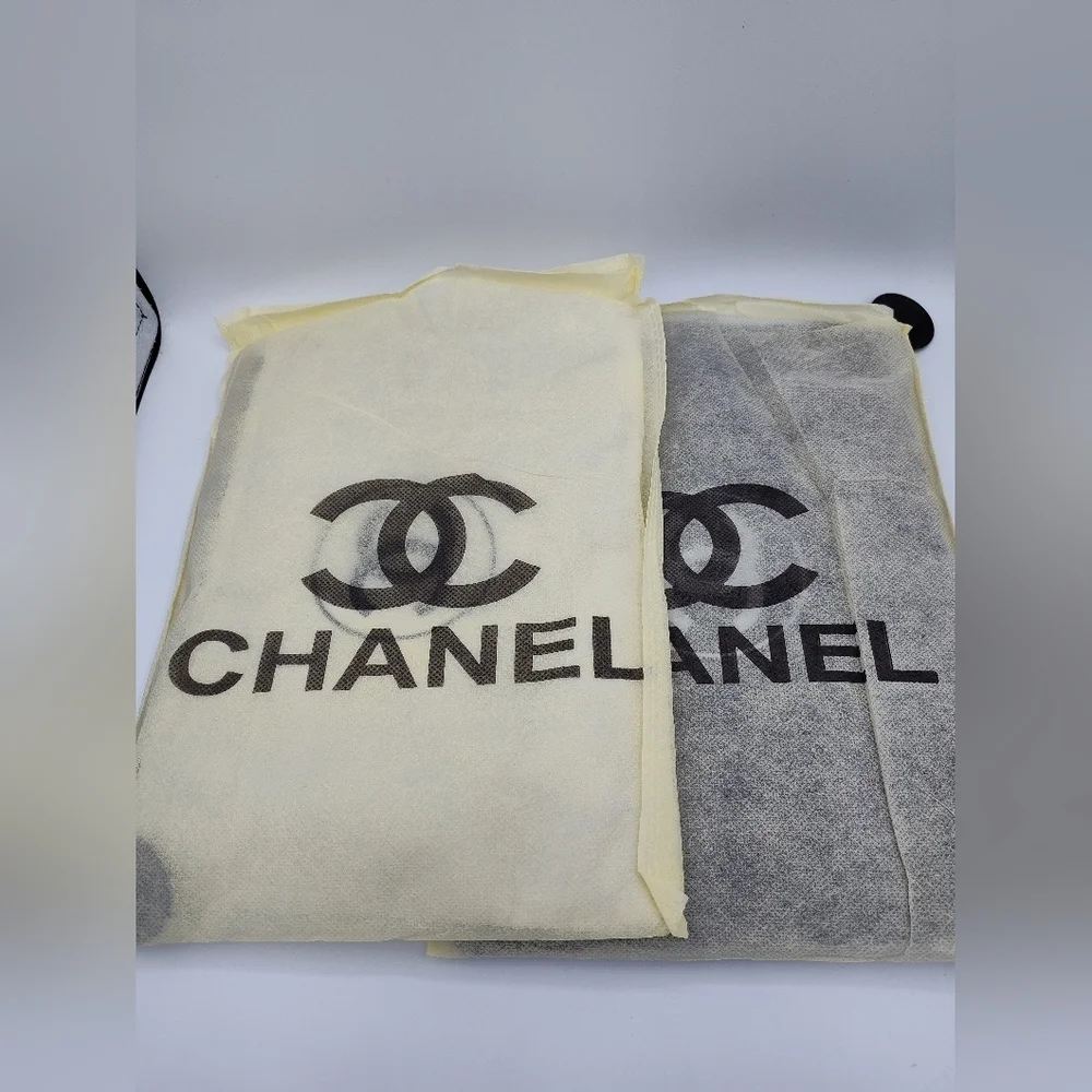 AUTHENTIC CHANEL Cosmetic Pouch Set Black & White w/ Dust Bags & Tags SET